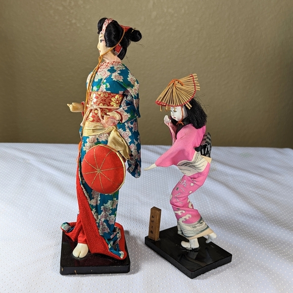 Vintage Japanese Geisha Dolls Sousaku Dancing Set of 2 - Picture 2 of 13